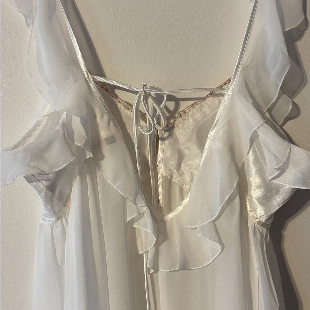 Vintage Y2K Princess Slip Dress White Renaissance Girly 90 L New Fairy Romantic - Picture 7 of 16